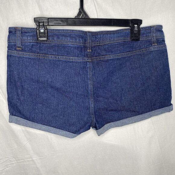 Scarlet Boulevard Denim Shorts Sz 29 Blue Rolled Flat Front Stretch Hot Pants 14 - Picture 2 of 10